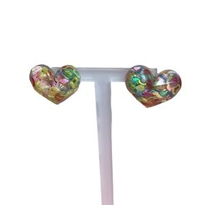 Multicolor Heart Shaped Resin Stud Earring